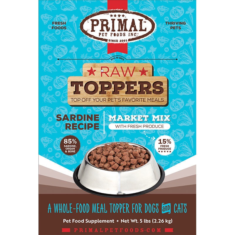 Primal Dog Cat Frozen Market Mix Topper Sardine 5lb SD-5