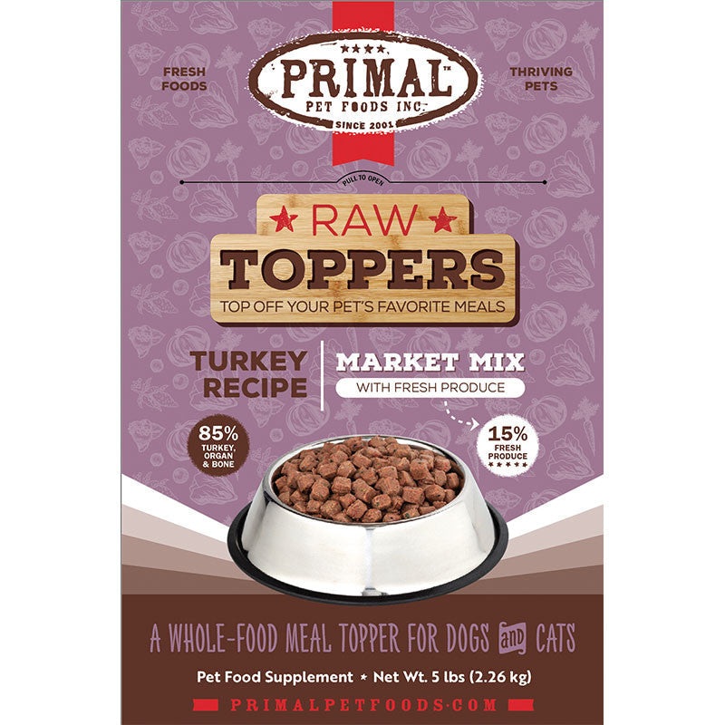 Primal Dog Cat Frozen Market Mix Topper Turkey 5lb SD-5