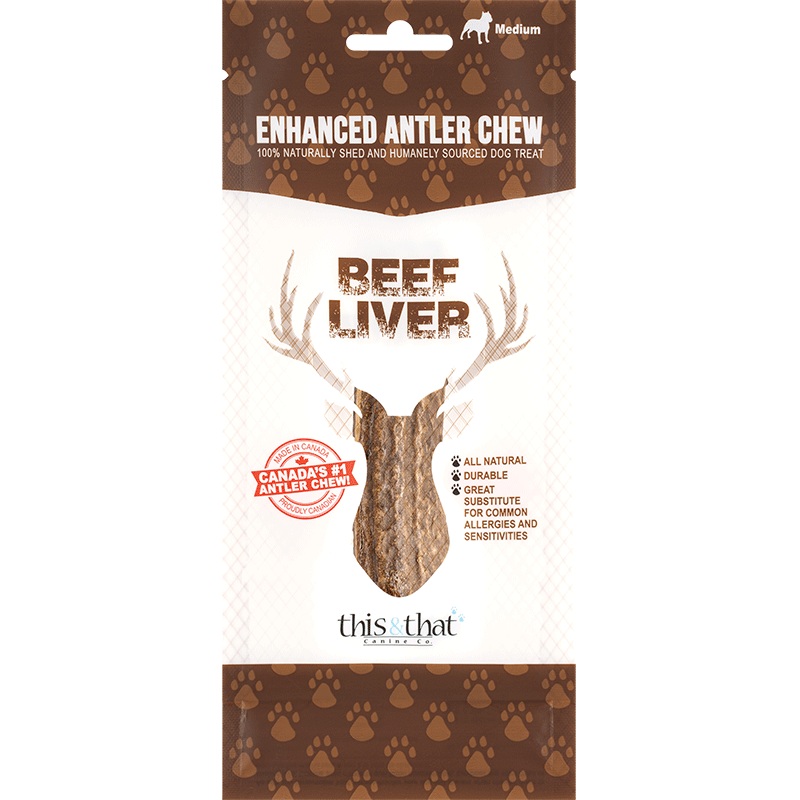 This & That Dog Enhanced Antler Chew Beef Liver Large