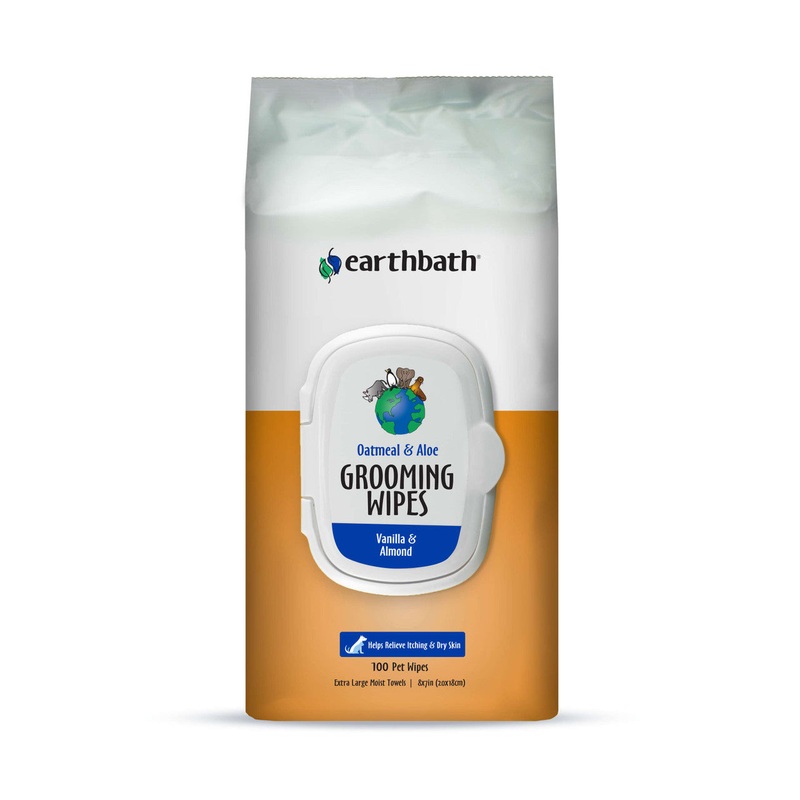 Earthbath Oatmeal & Aloe Grooming Wipes, Vanilla & Almond Soft-Sided Pouch 100ct