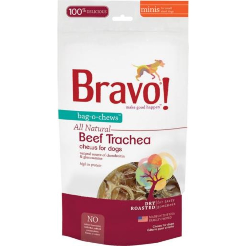 Bravo! Beef Trachea - Minis - Bag-O-Chews 6oz {L+1x} 294172