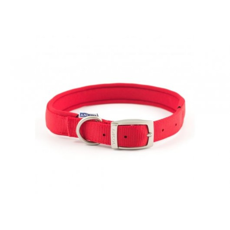 Viva Nylon Padded Buckle Collar Red 25mm 39-48cm Sz 5