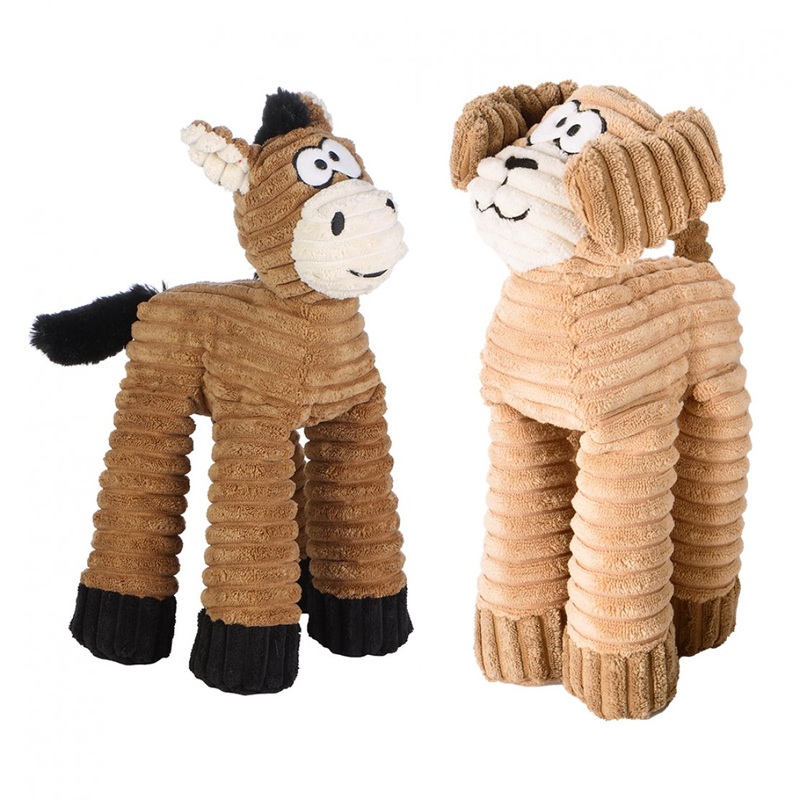 Ministry Of Pets Long Leg Corded Animal Toy With Squeaker - Mixed 4 Pcs