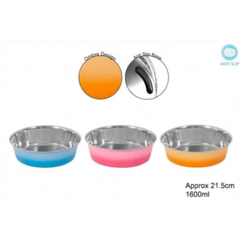 Ombre Stainless Steel Pet Bowl 21.5cm 1600ml