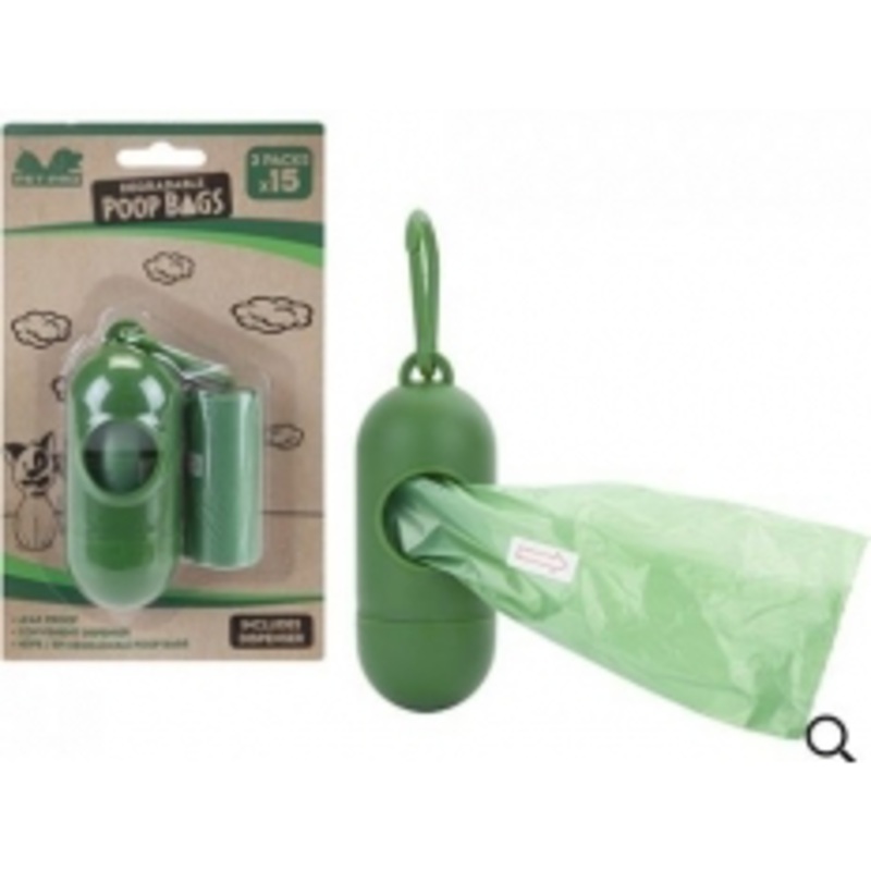 Pack of 30 Eco Degradable Doggy Waste Bags And Dispenser