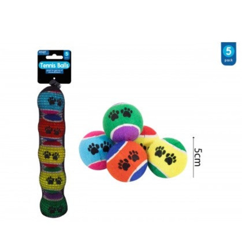 Pet Tennis Balls 5cm Diameter 5 Pack