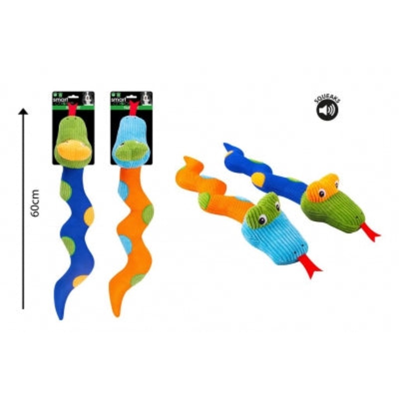 SMART CHOICE PLUSH SNAKE DOG TOY WITH SQUEAKER