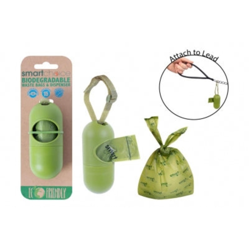 BIODEGRABABLE POOP BAGS DISPENSER 15 PACK