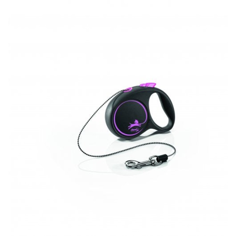 Flexi Black & Pink Design Cord Lead -5m 1-12kg ( 16ft 1-26lbs)