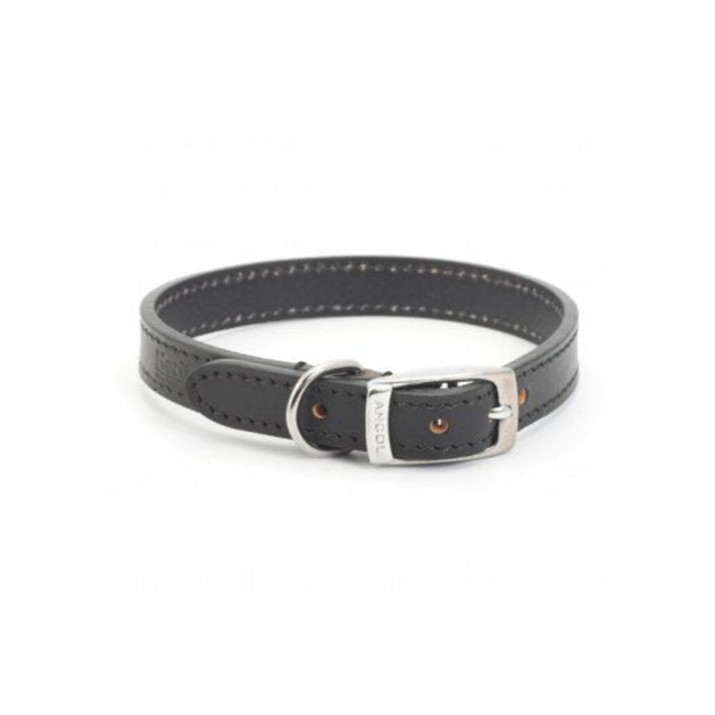 Heritage Leather Collar Black 16mm 26-31cm Sz 2