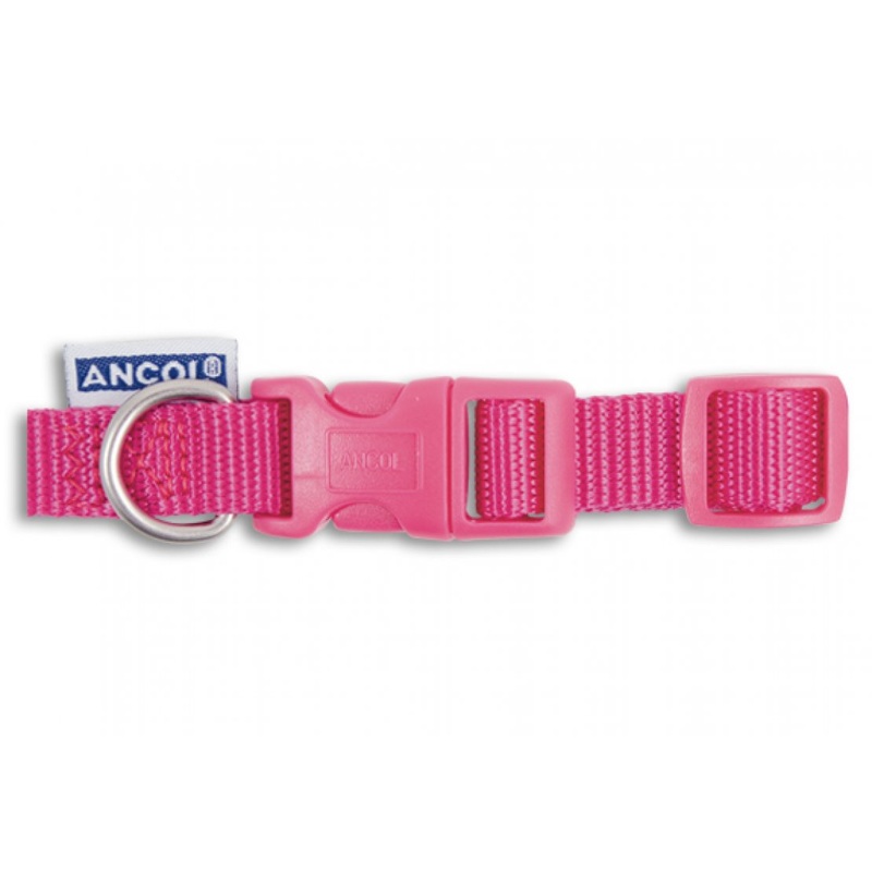 Heritage Nylon Adjustable Collar Raspberry 15mm X20-30cm Sz1-2