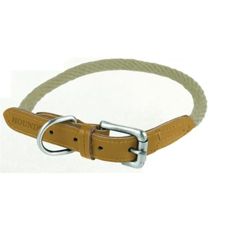 Hound Real Leather Braided Dog Collar Lge 26-32cm