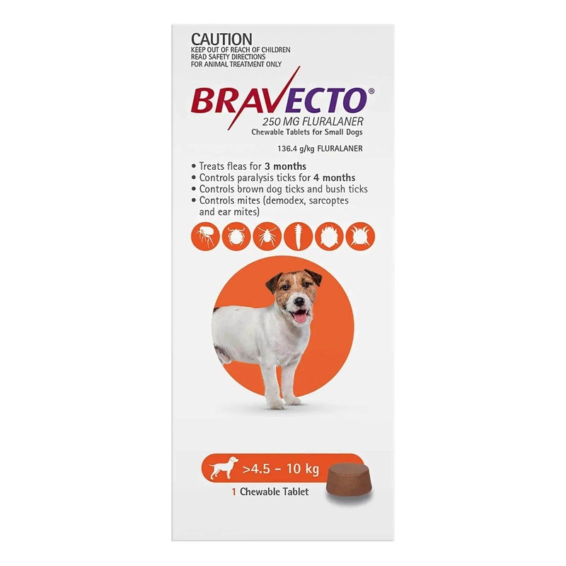 BRAVECTO Chews For Small Dogs 4.5-10KG  Orange