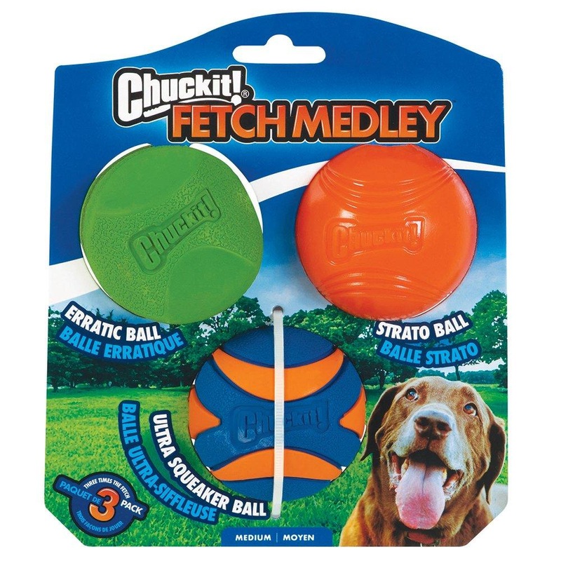 CHUCKIT! Fetch Medley Balls For Dogs Gen2 Medium 6cm (3 Pack)