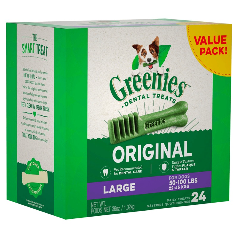 GREENIES Dog Dental Care Treats Large Value Pack 1kg (24 Treats)