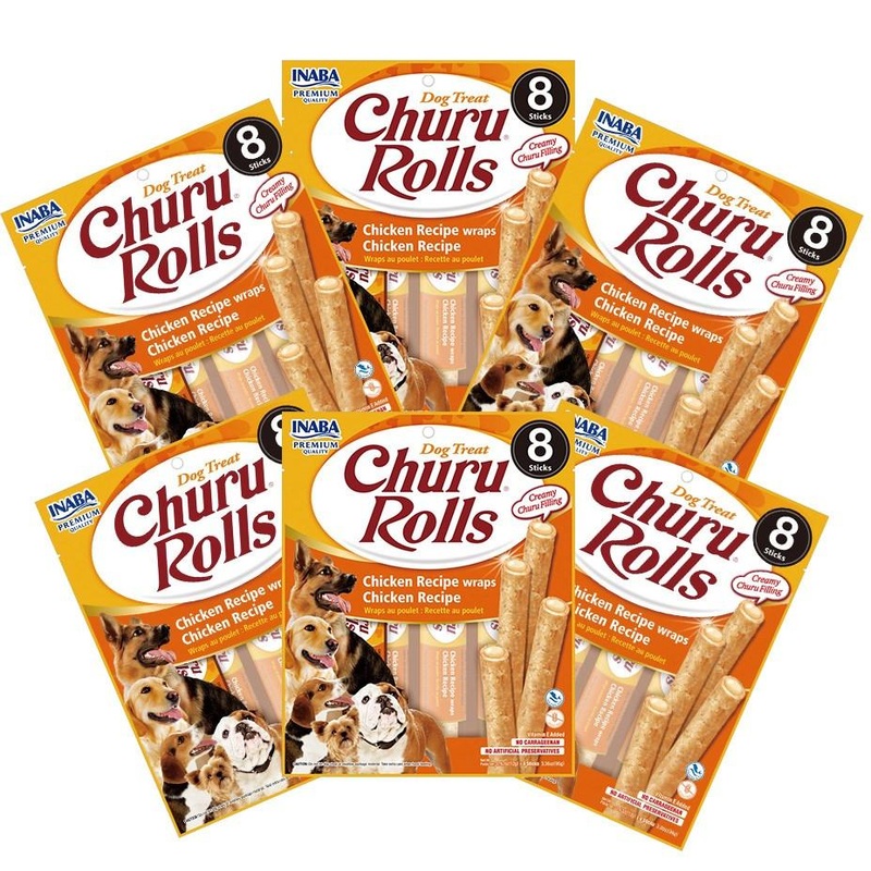 INABA Dog Churu Rolls Chicken Wraps 96G x 6 Packs