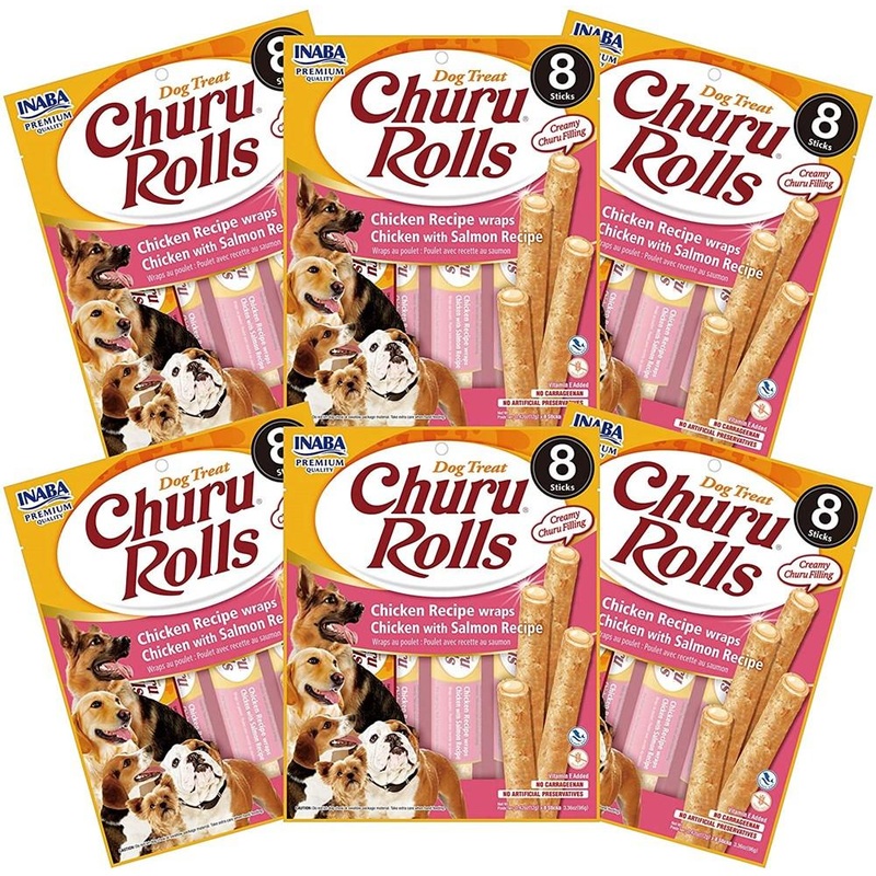 INABA Dog Churu Rolls Chicken Wraps Salmon 96G x 6 Packs