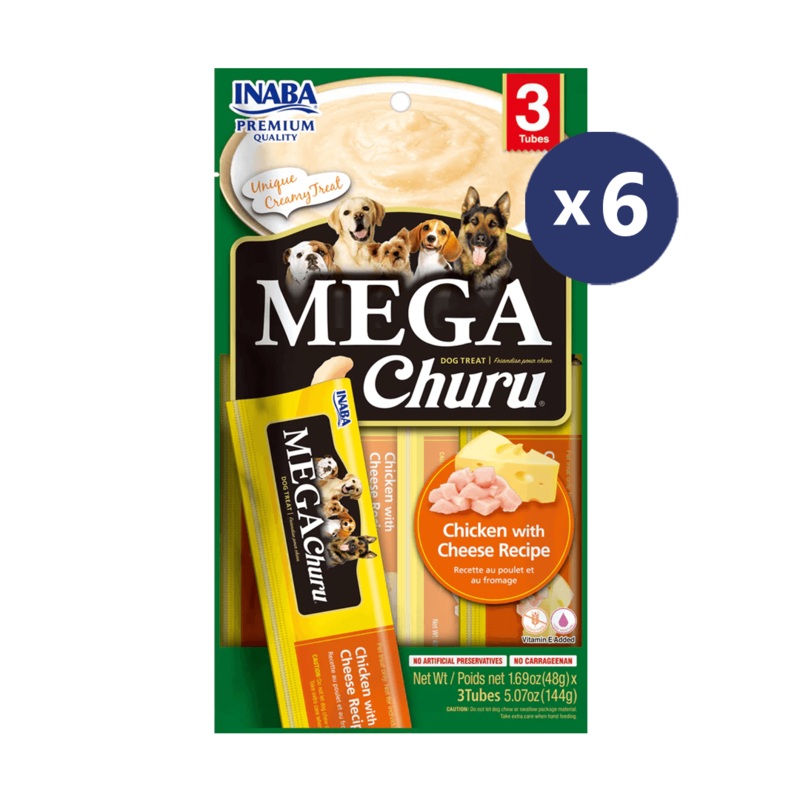 INABA Dog Mega Churu Chicken with Cheese 144G x 6 Packs