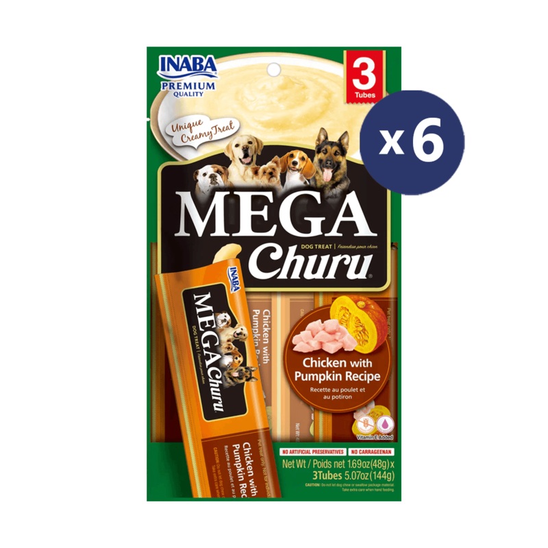INABA Dog Mega Churu Chicken with Pumpkin 144G x 6 Packs