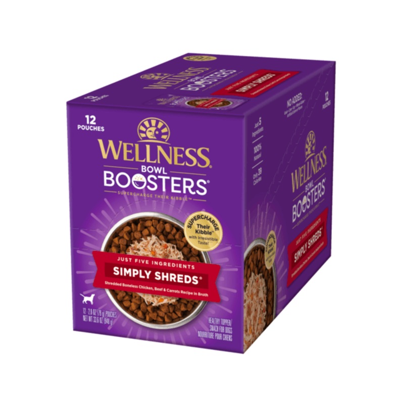 WELLNESS Bowl Booster Simply Shreds Wet Dog Food Chicken, Beef & Carrots 79GX12