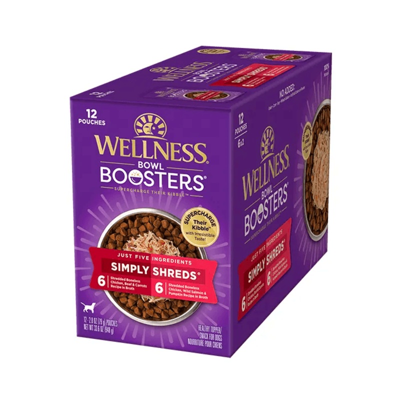 WELLNESS Bowl Boosters Simply Shreds Wet Dog Food Variety Pack 79GX12