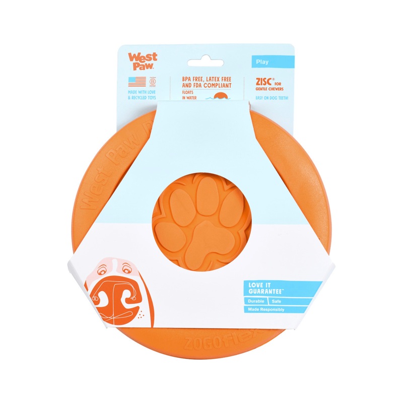 WEST PAW Zisc Flying Disc Fetch Dog Toy - Orange