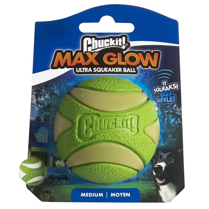 CHUCKIT! Max Glow Ultra Squeaker Ball Medium 6cm 1 Pack