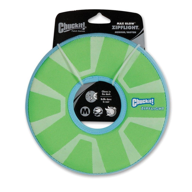 CHUCKIT! Zipflight Max Glow Frisbee Flyer For Dogs Medium 21.5cm