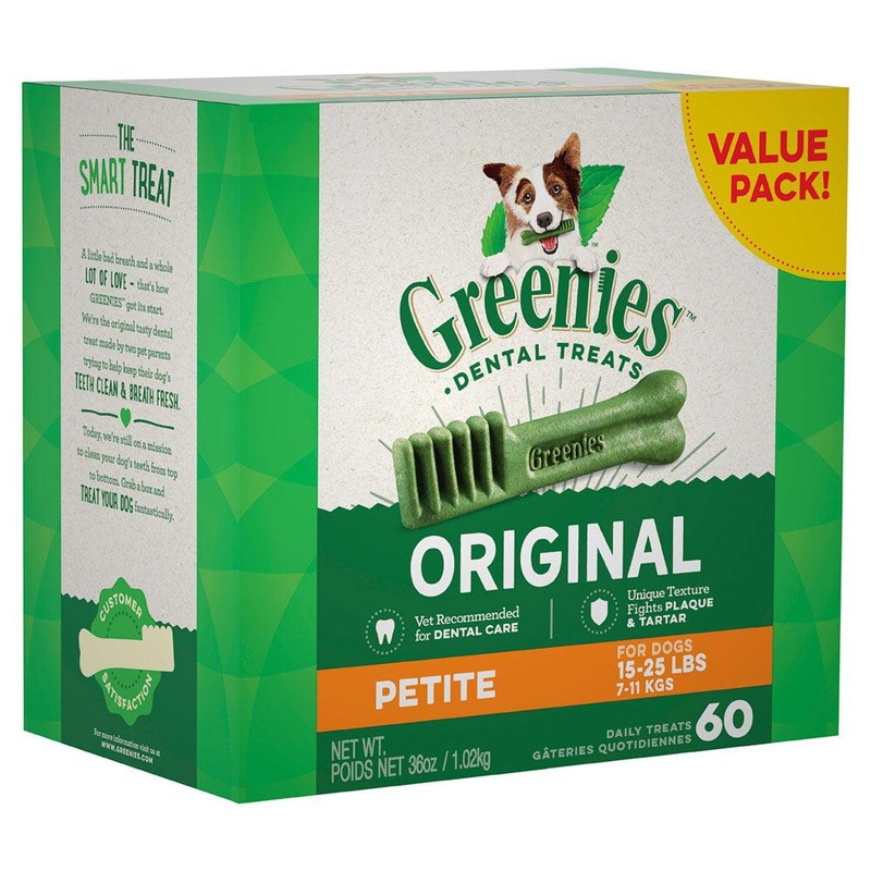 GREENIES Dog Dental Care Treats Petite Value Pack 1kg (60 Treats)