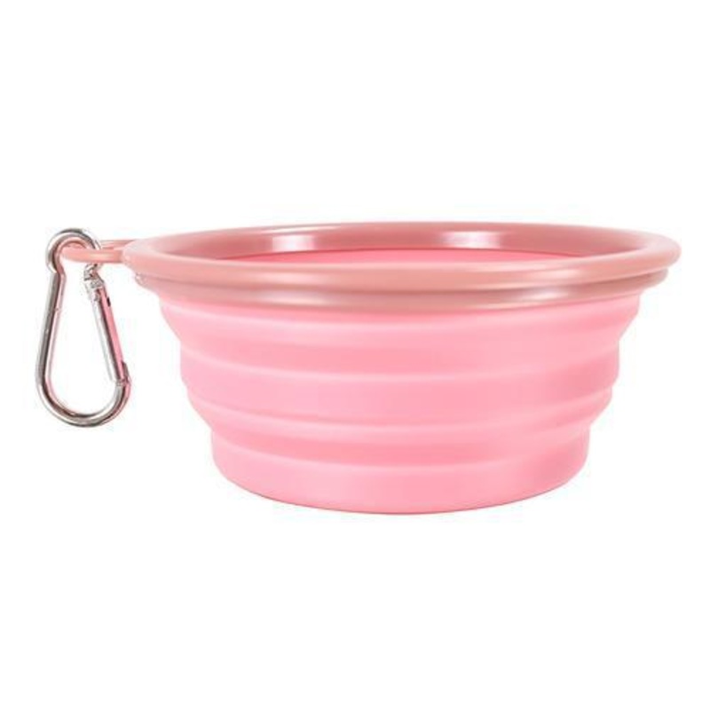 IBIYAYA Quick Bite Collapsible Travel Pet Bowl - Pink