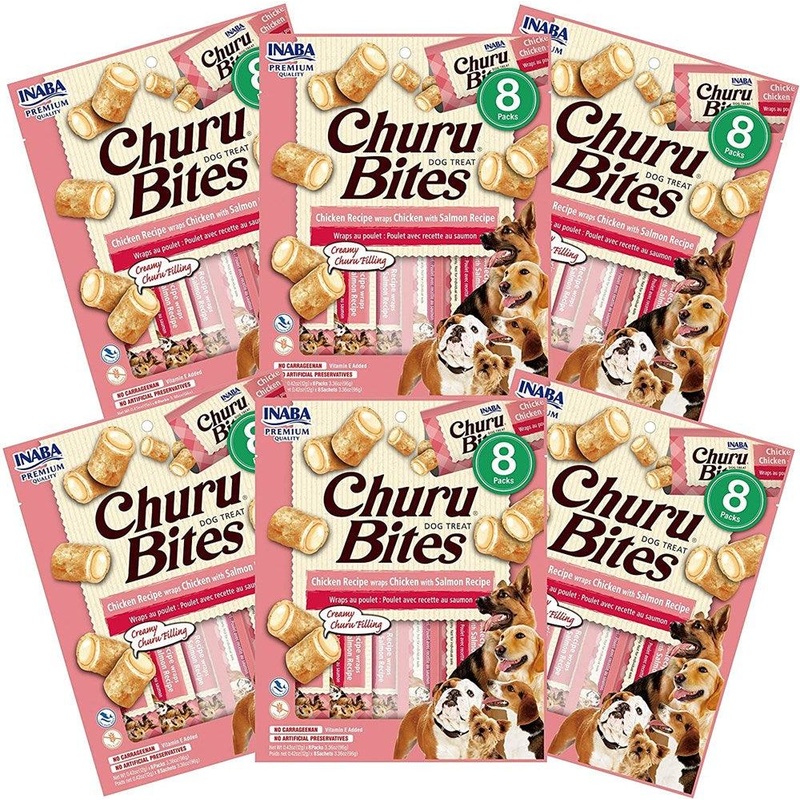 INABA Dog Churu Bites Chicken Wraps Salmon 96G x 6 Packs