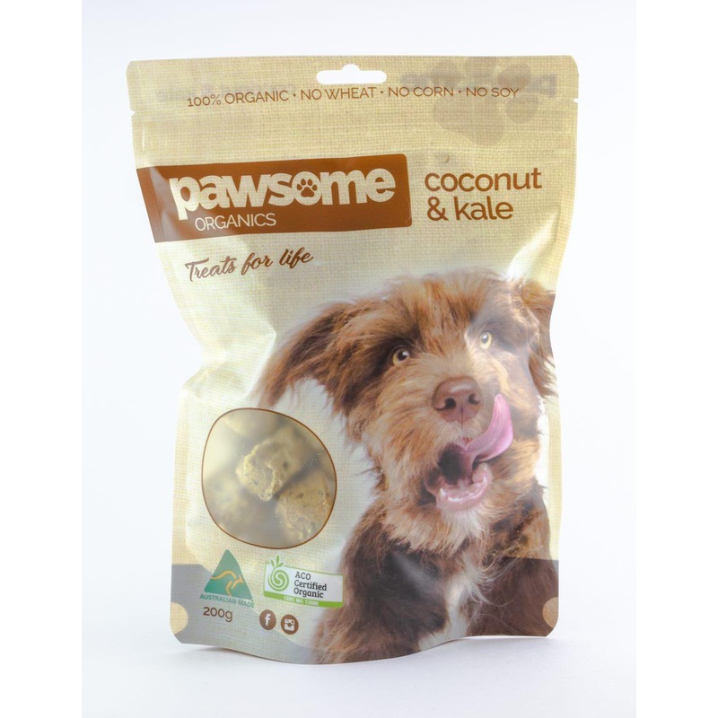 PAWSOME ORGANICS Certified Organic Coconut and Kale Dog Treats 200G