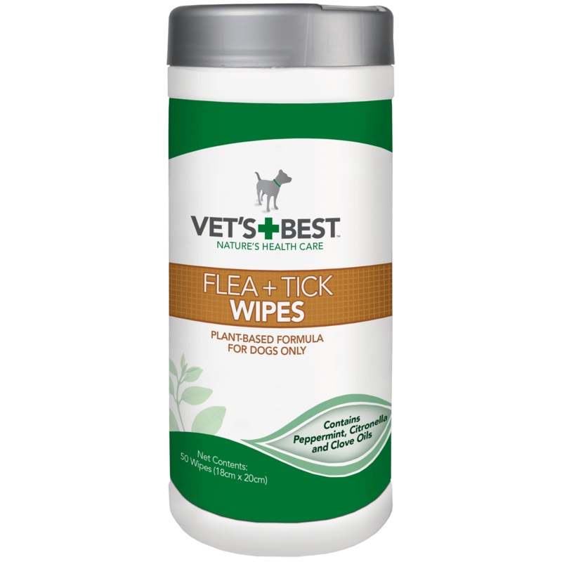 VET'S BEST Flea & Tick Wipes for Dogs 50pcs