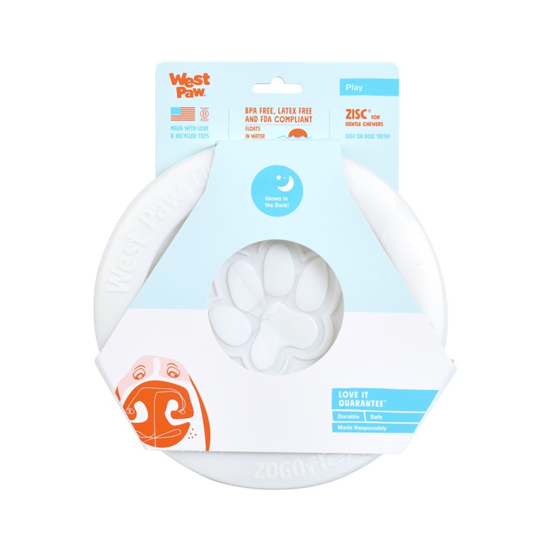 WEST PAW Zisc Flying Disc Fetch Dog Toy - Glow in the Dark