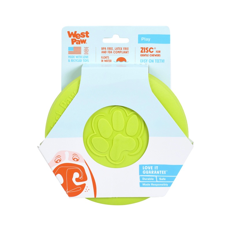 WEST PAW Zisc Flying Disc Fetch Dog Toy - Green