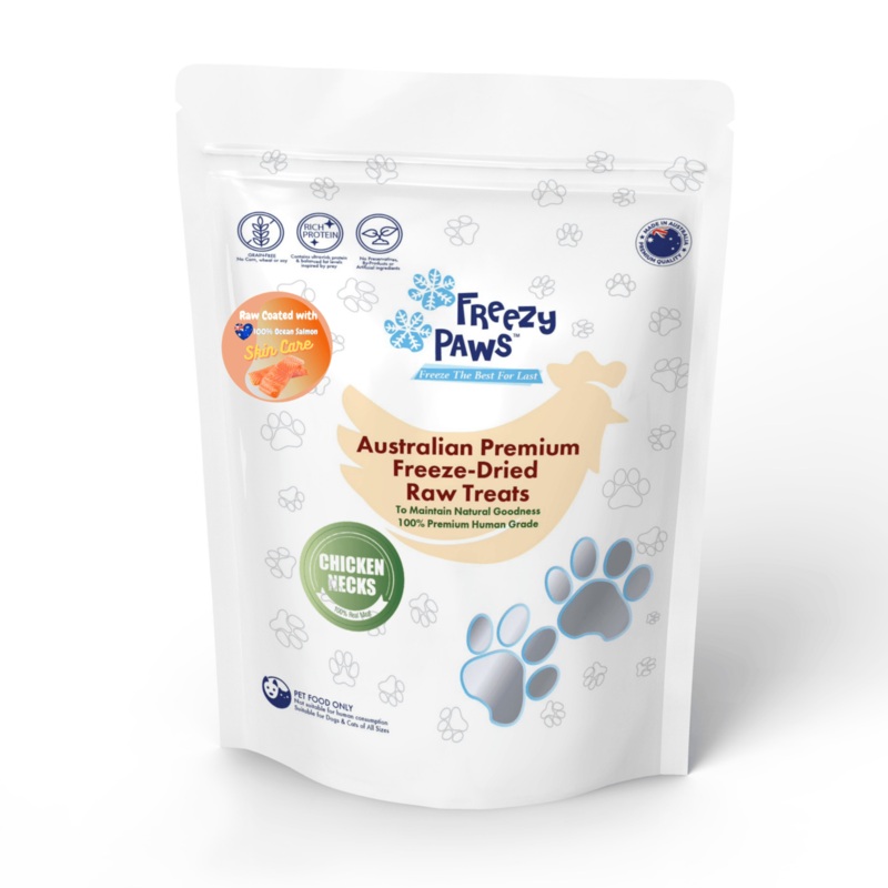 FREEZY PAWS Freeze Dried Salmon Coated Chicken Neck Raw