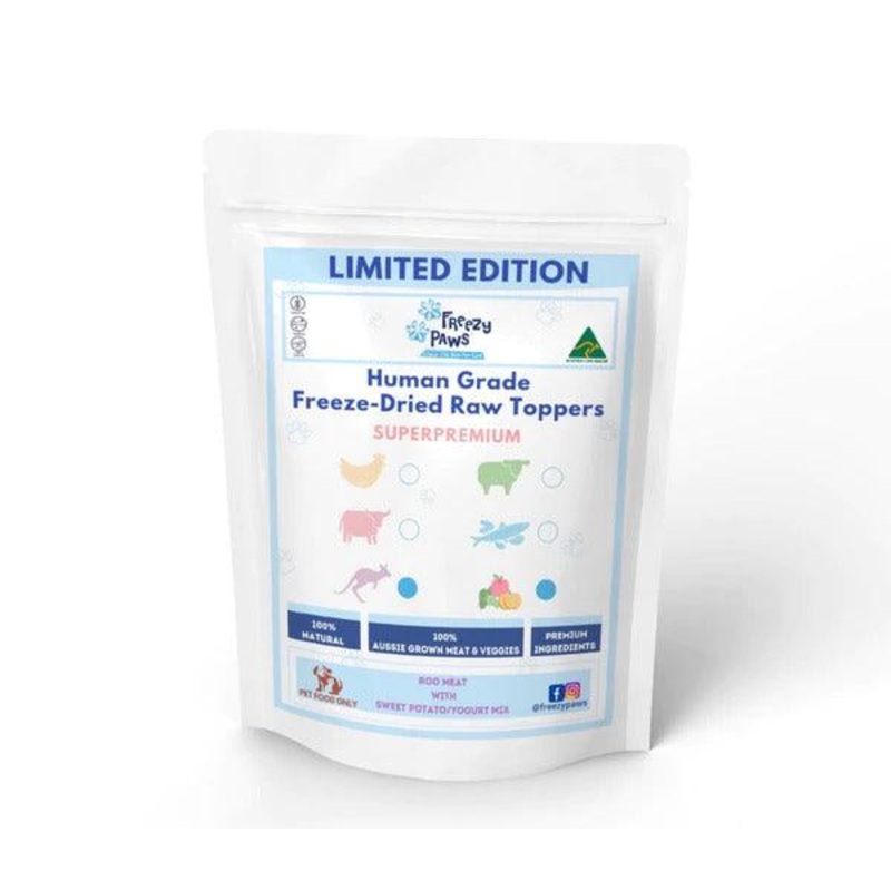FREEZY PAWS Human Grade Kangaroo Meat with Sweet Potatoes & Yogurt Topper 80g