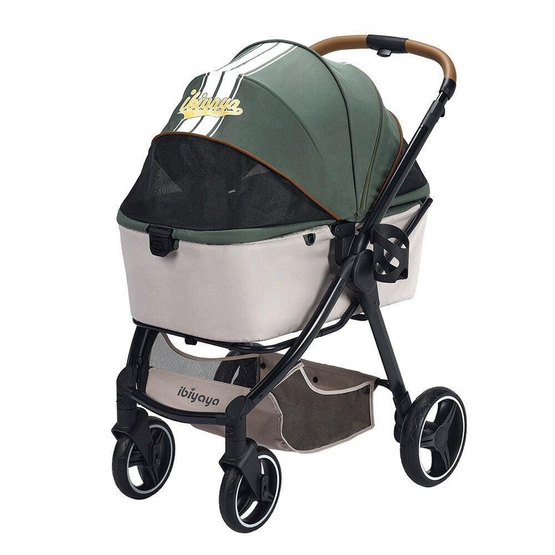 IBIYAYA Retro Luxe Folding Pet Stroller for Pets up to 30kg - Soft Sage