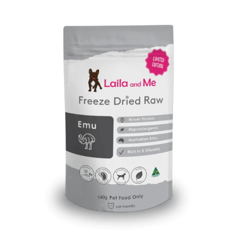 LAILA & ME Freeze Dried Australian Raw Emu Treats For Cats and Dogs 140G