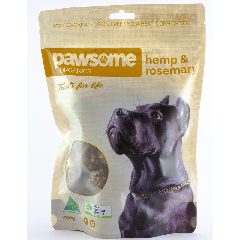 PAWSOME ORGANICS Certified Organic Hemp and Rosemary Dog Treats 200G