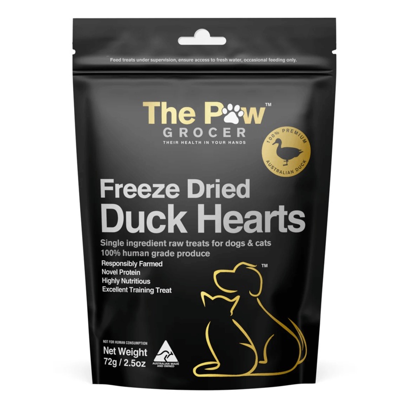 THE PAW GROCER Freeze Dried Duck Hearts 72G