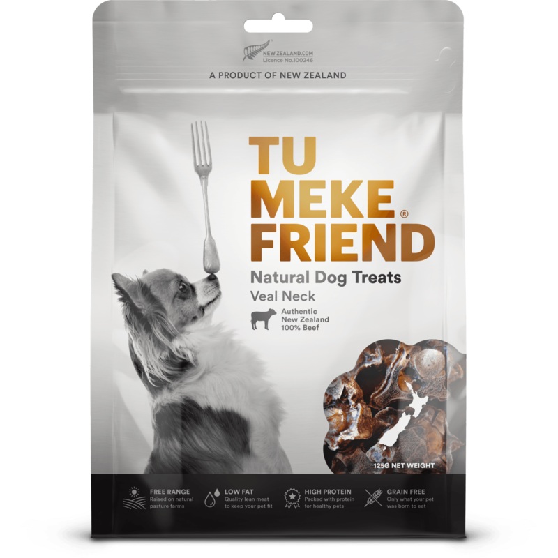 TU MEKE FRIEND Air-Dried Natural Dog Treats Veal Neck 125G