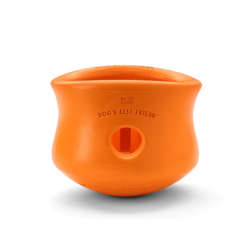 WEST PAW Toppl Treat Dispensing Wobbling Dog Toy & Food Bowl - Orange