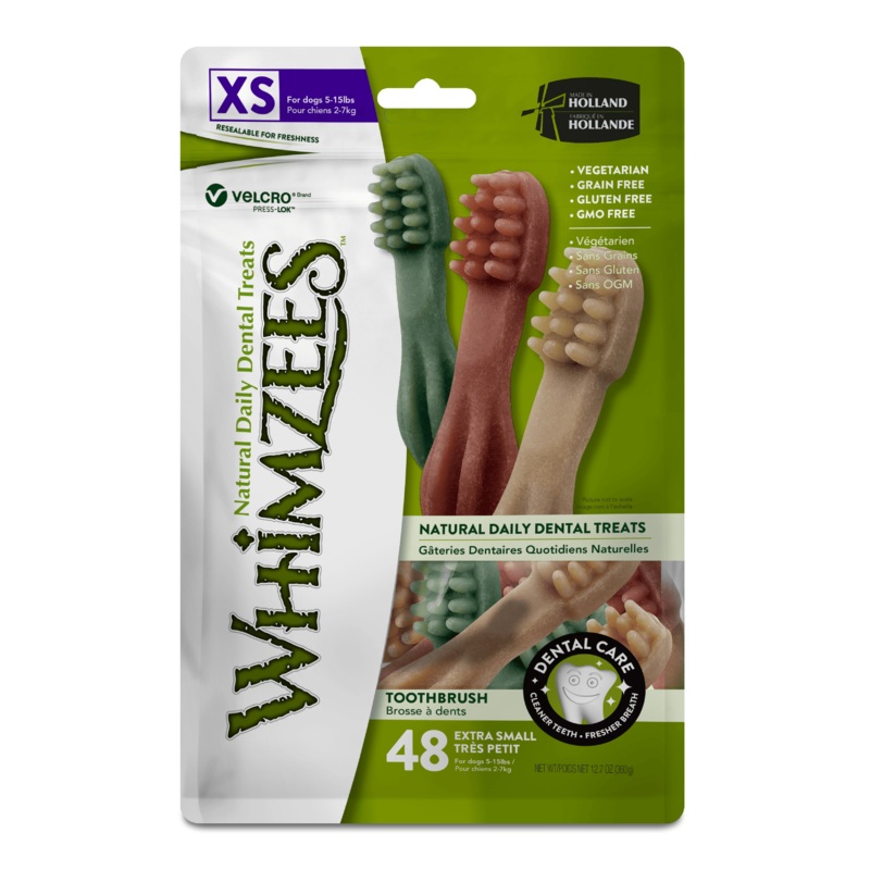 WHIMZEES Natural Daily Dental Toothbrush Chews For Adult Dog XSmall Breed (2-7KG) 48 Packs