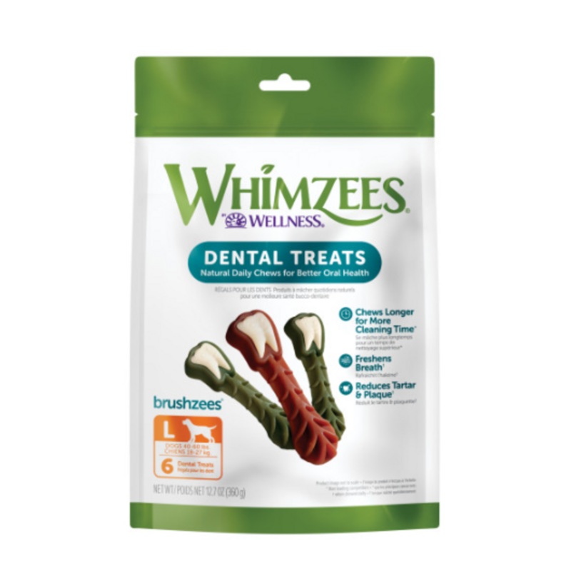 Whimzees Brushzees Natural Daily Dental Large Breed Dog Treats