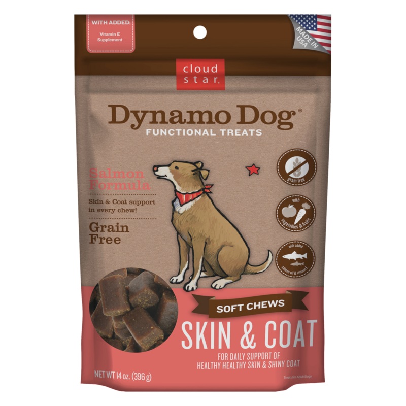 Cloud Star Dynamo Dog Functional Soft Chews Skin and Coat Salmon Dog Treats