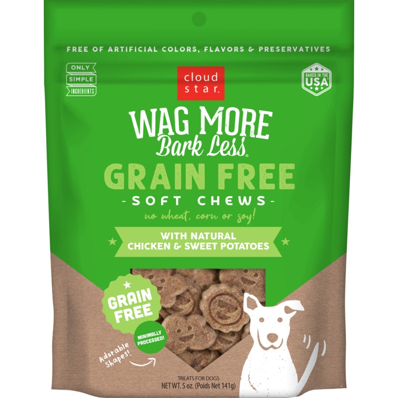 Cloud Star Wag More Bark Less Soft Chews Grain Free Chicken & Sweet Potato Dog Treats
