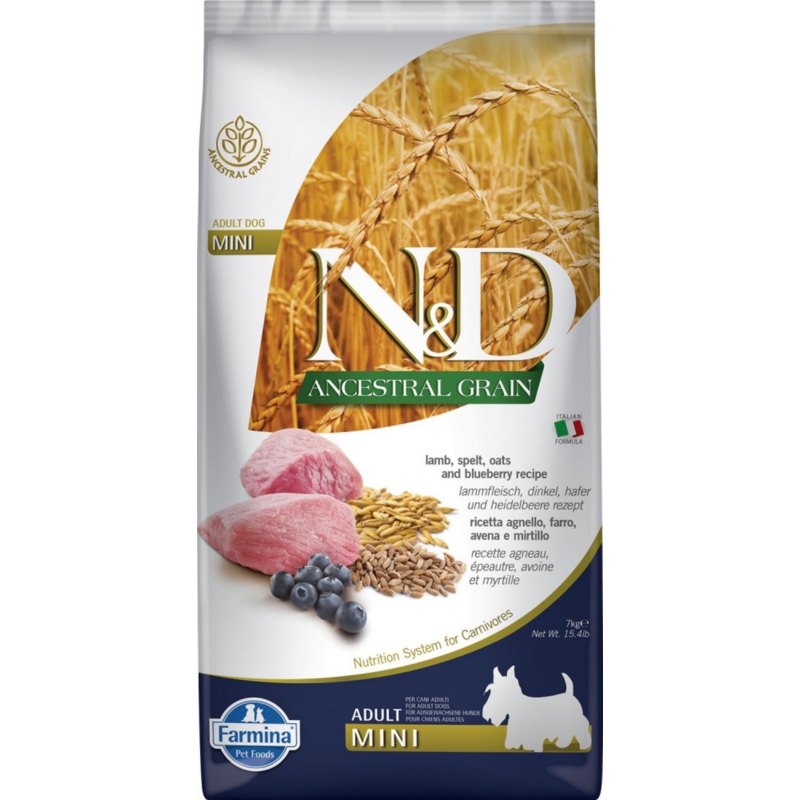 Farmina N&D Ancestral Grain Mini Adult Lamb & Blueberry Dry Dog Food