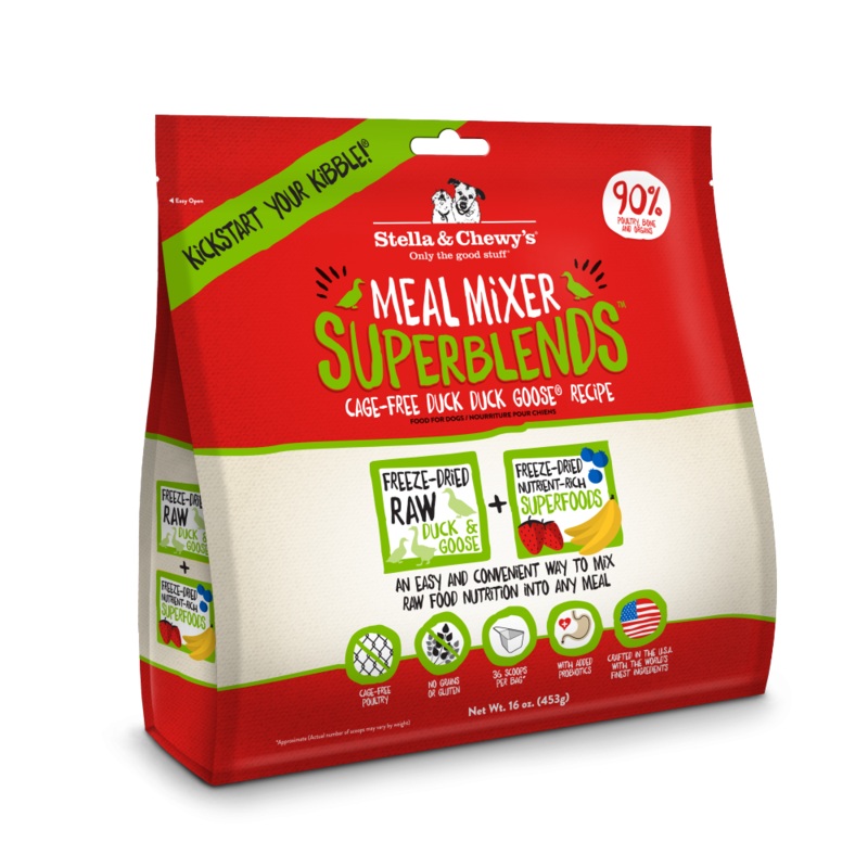 Stella & Chewy's Freeze Dried Raw Cage-Free Duck Duck Goose Meal Mixer SuperBlends Grain Free Dog Food Topper
