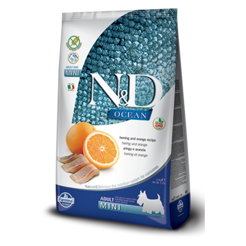 Farmina Ocean N&D Natural & Delicious Grain Free Mini Adult Herring & Orange Dry Dog Food
